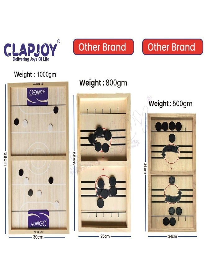 Clapjoy لعبة كلابجوي سلينجو 2 في 1، لعبة لوحية سريعة الأصابع للكبار والصغار، لعبة هوكي خشبية بخيط، لوحة قرص قذف، مثالية للترفيه العائلي، حفلات أعياد الميلاد، هدية عيد الميلاد (مجموعة من 5 قطع) - Image 5