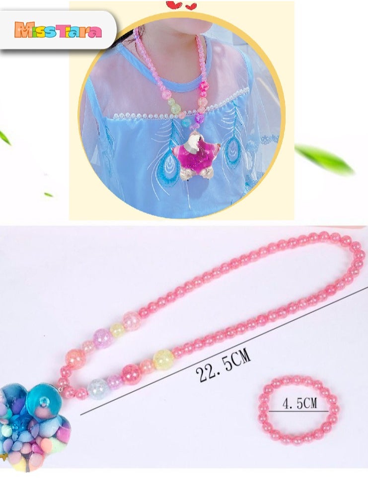 MissTiara - 6Pieces Trendy Acrylic Quicksand Bottle Necklaces For Girls Kids Party Jewelry Set Assored - Image 1