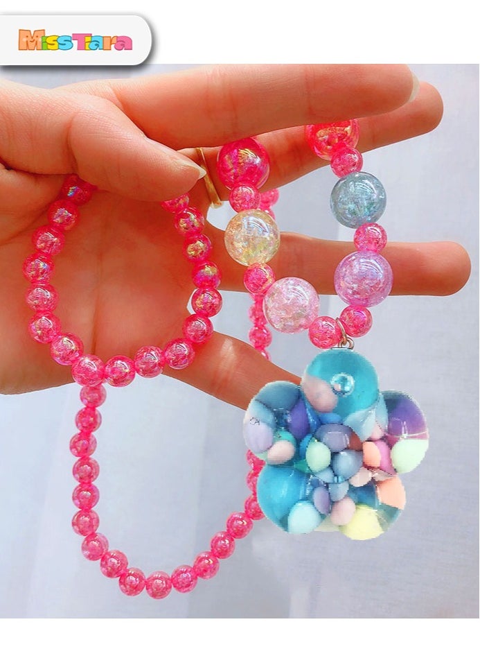 MissTiara 6Pieces Trendy Acrylic Quicksand Bottle Necklaces For Girls Kids Party Jewelry Set Assored  - Image 3