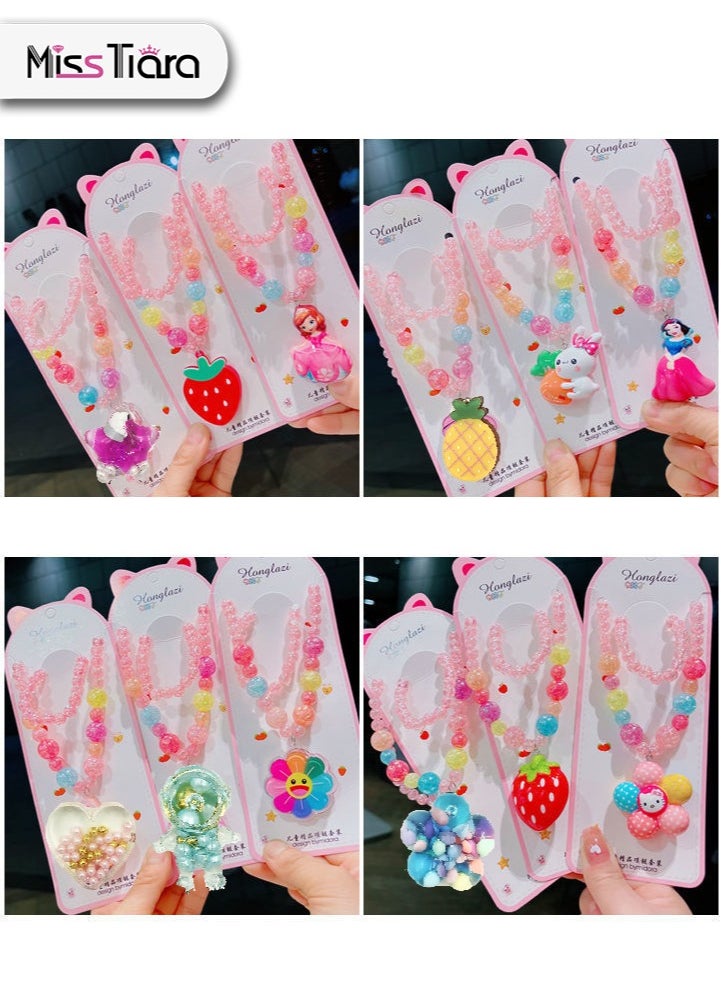 MissTiara 6Pieces Trendy Acrylic Quicksand Bottle Necklaces For Girls Kids Party Jewelry Set Assored  - Image 4