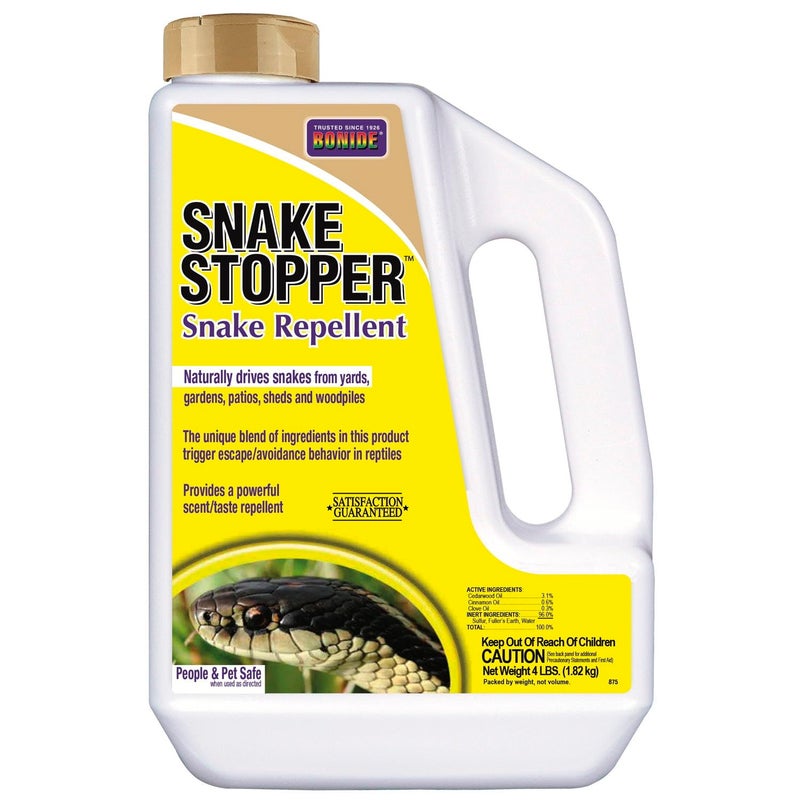 Bonide Snake Stopper Snake Repellent, 4 lb. Ready-to-Use Granules for Outdoor Pest Control, People & Pet Safe - Image 1