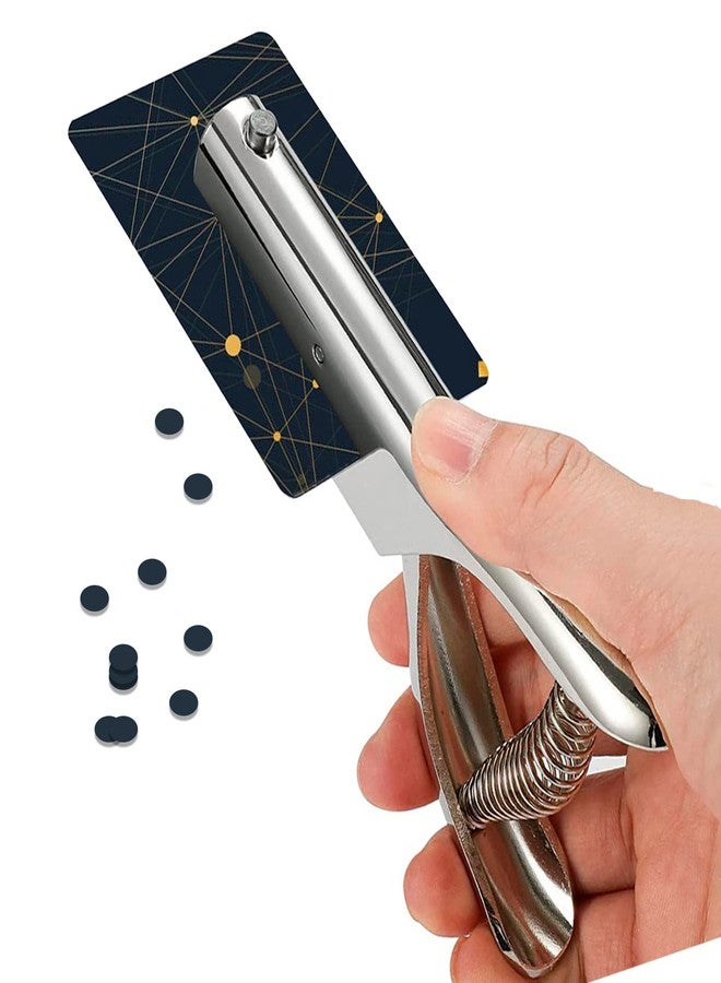 HNONPW Single Hole Punch 2 Inch Reach Deep Throat Heavy Duty Tab Zinc Alloy Silver Long 1/4 Inch Hand Held Leather Punch for Scrapbook Paper ID Card PVC Badge Photos - Image 1
