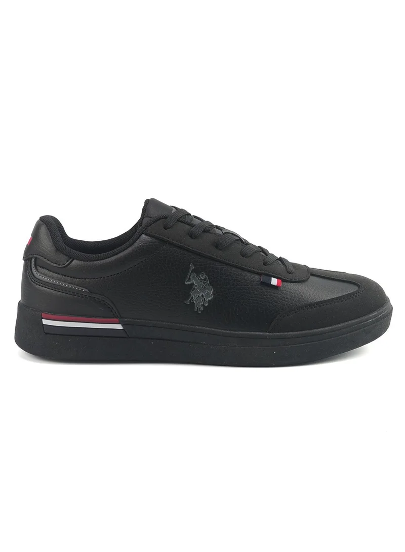 Men's Black Classic Low-Top Sneakers, Bold Lace-Up Style for Everyday Look
