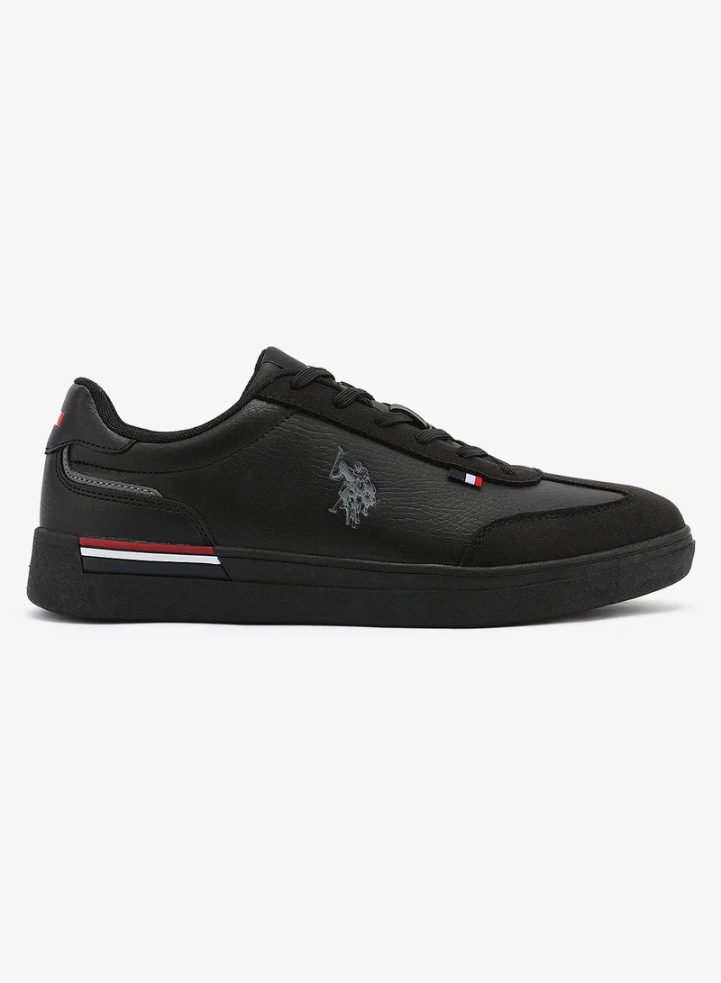 U.S. Polo Assn. Men's Black Classic Low-Top Sneakers, Bold Lace-Up Style Shoes for Everyday Look