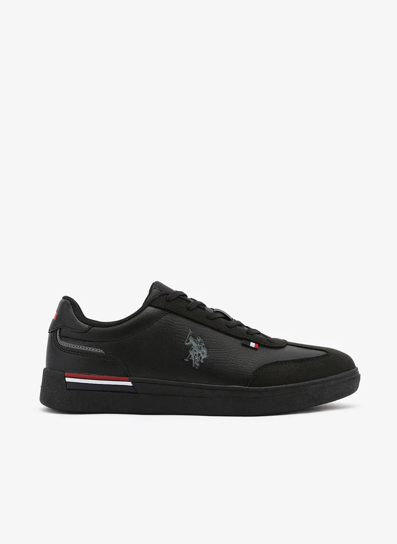 Men's Black Classic Low-Top Sneakers, Bold Lace-Up Style Shoes for Everyday Look