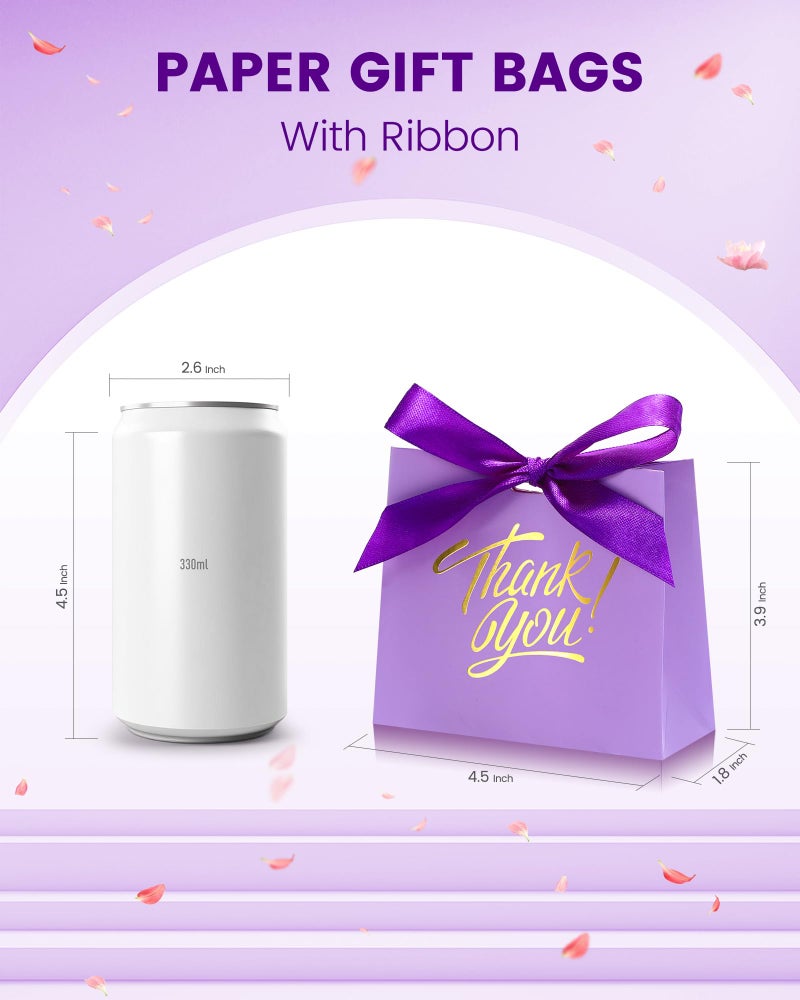 Doyide 30 Pack Small Thank You Gift Bags  4.5X1.8X3.9In Party Favor Bags With Bow Ribbon  Mini Paper Gift Bag With Gold Foil Printed  Purple Treat Boxes For Birthday Wedding Bridal Baby Shower - Image 3