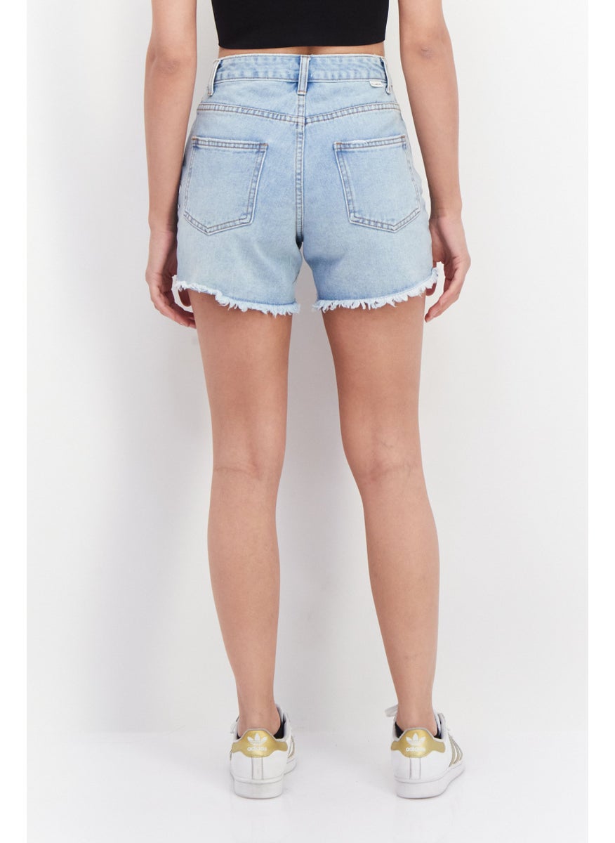 Billabong - Women Rip No Stretch Denim Shorts, Light Wash Blue - Image 1