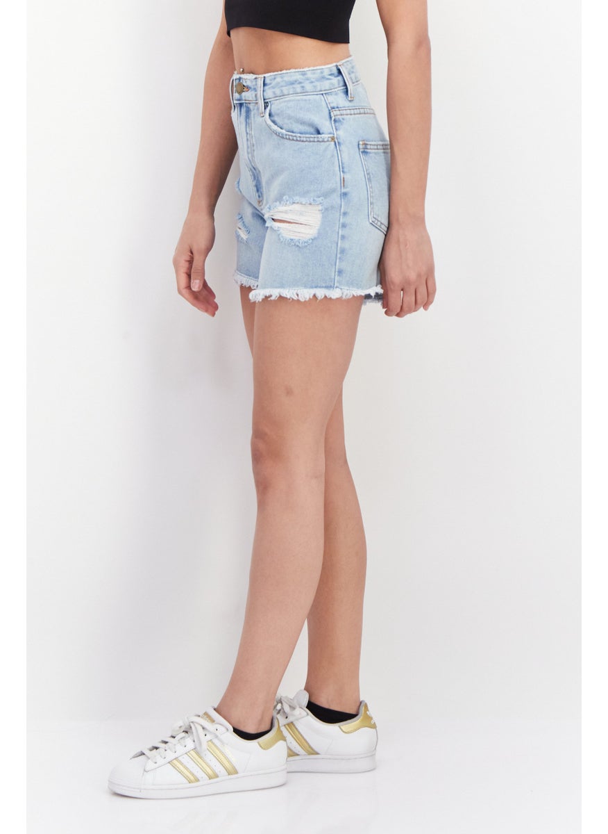 Billabong - Women Rip No Stretch Denim Shorts, Light Wash Blue - Image 1