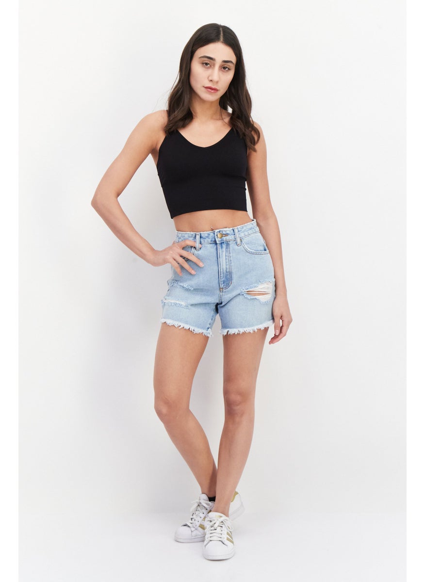 Billabong - Women Rip No Stretch Denim Shorts, Light Wash Blue - Image 1