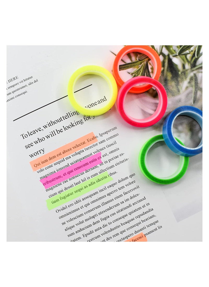 5 Rolls Highlighter Tape Transparent Marking Sticker Removable Fluorescent Colored Tags for Reading Class 16 ft Per Roll - Image 2