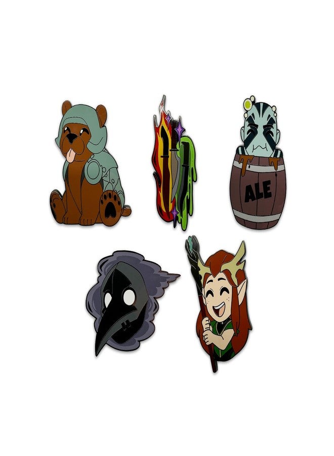 يوتوز مجموعة دبابيس Youtooz Legend of Vox Machina 2، دبابيس مرخصة رسميًا من Legend of Vox Machina، علبة تجميع تحتوي على 5 دبابيس مطلية بالمينا من مجموعة Legend of Vox Machina - Image 1