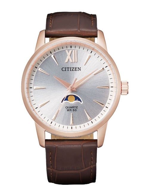 Moonphase Quartz Analog Leather Strap Men's Watch - AK5003-05A