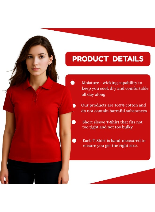 برينت شوب فور مي تي شيرت بولو نسائي من Interlock بقصّة عادية وأكمام قصيرة من القطن الخالص، 220 جرام لكل متر مربع، ألوان أساسية - Image 3