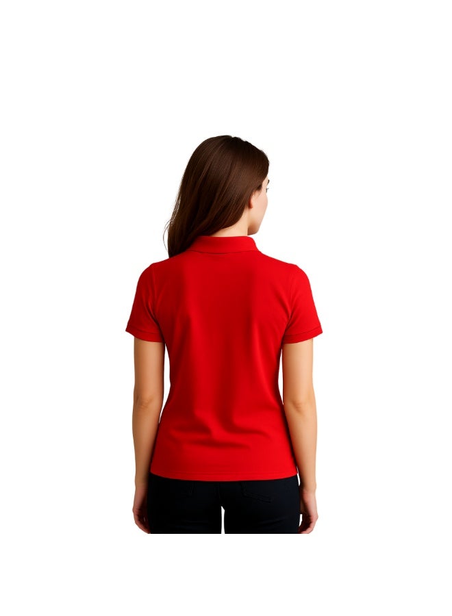 برينت شوب فور مي تي شيرت بولو نسائي من Interlock بقصّة عادية وأكمام قصيرة من القطن الخالص، 220 جرام لكل متر مربع، ألوان أساسية - Image 5