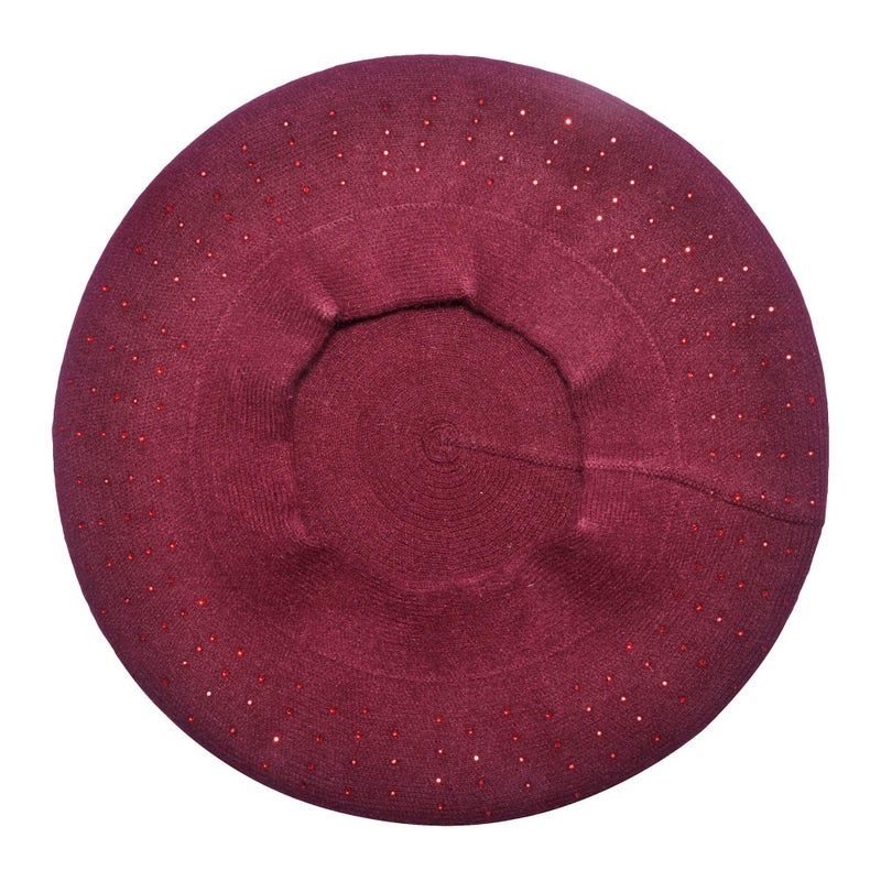 ZLYC Womens French Beret hat, Reversible Solid Color Knit Warm Beret Cap for Girls (Burgundy) - Image 5