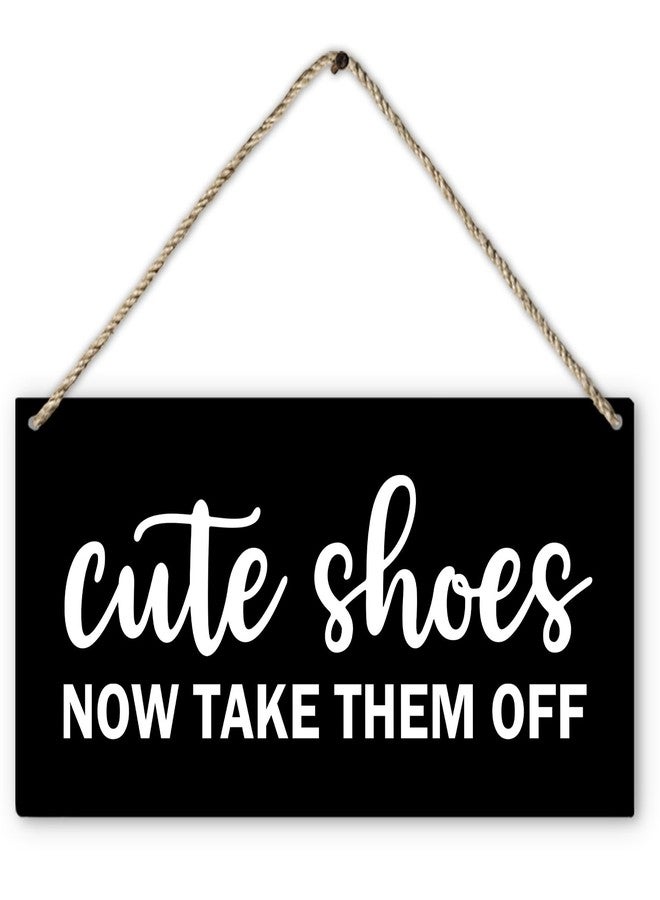 PHAMTE Cute Shoes Now Take Them Off Welcome Printed Wood Plaque Sign Wall Hanging,Rustic Hanging Wall Signs for Home Front Door Porch Decor, Please Take Your Shoes Off Sign 12 x 6 Inches - Image 1