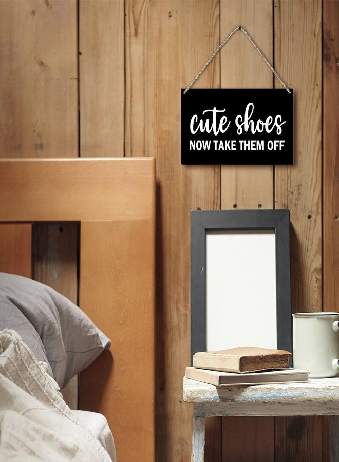 PHAMTE Cute Shoes Now Take Them Off Welcome Printed Wood Plaque Sign Wall Hanging,Rustic Hanging Wall Signs for Home Front Door Porch Decor, Please Take Your Shoes Off Sign 12 x 6 Inches - Image 2