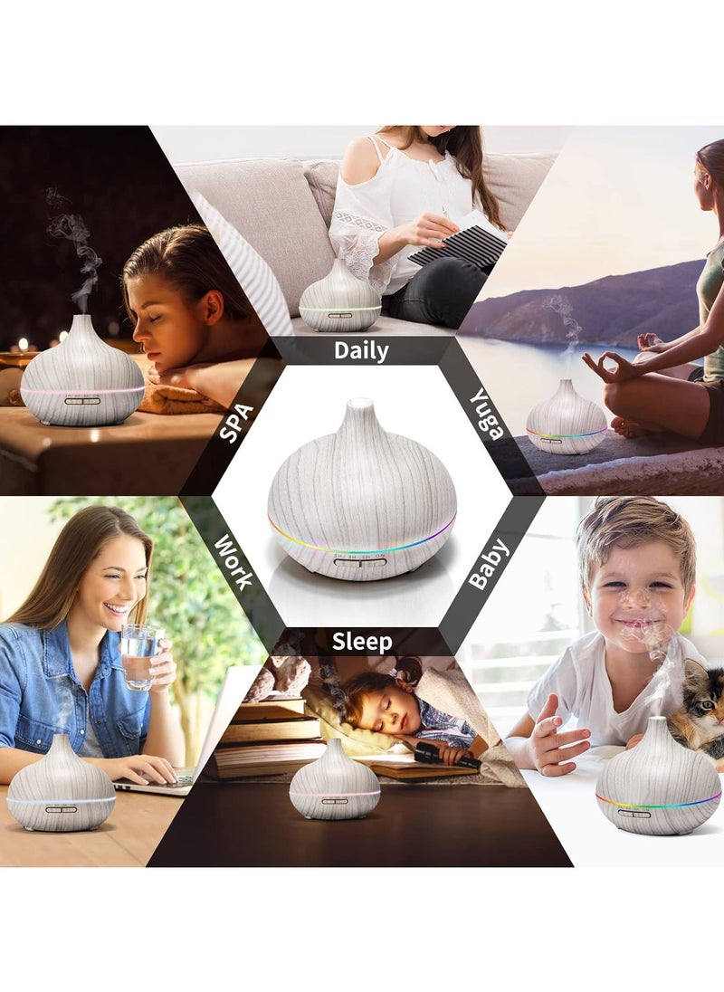 Generic - 550ML White Aroma diffusers for Essential Oil Large Room,Essential Oils Aromatherapy Diffuser Cool Mist humidifier with Ambient Light & 3 Timer,Waterless Auto Off Diffuser Vaporizers for Home Kids - Image 1