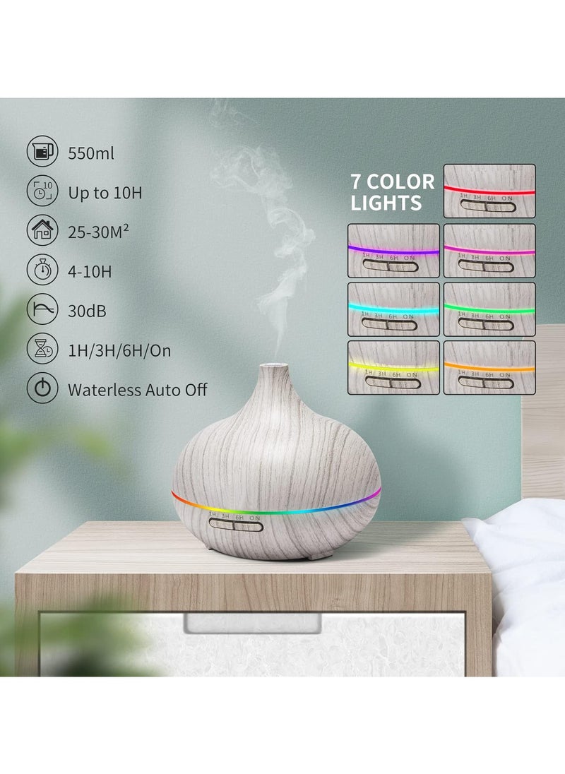 Generic - 550ML White Aroma diffusers for Essential Oil Large Room,Essential Oils Aromatherapy Diffuser Cool Mist humidifier with Ambient Light & 3 Timer,Waterless Auto Off Diffuser Vaporizers for Home Kids - Image 1