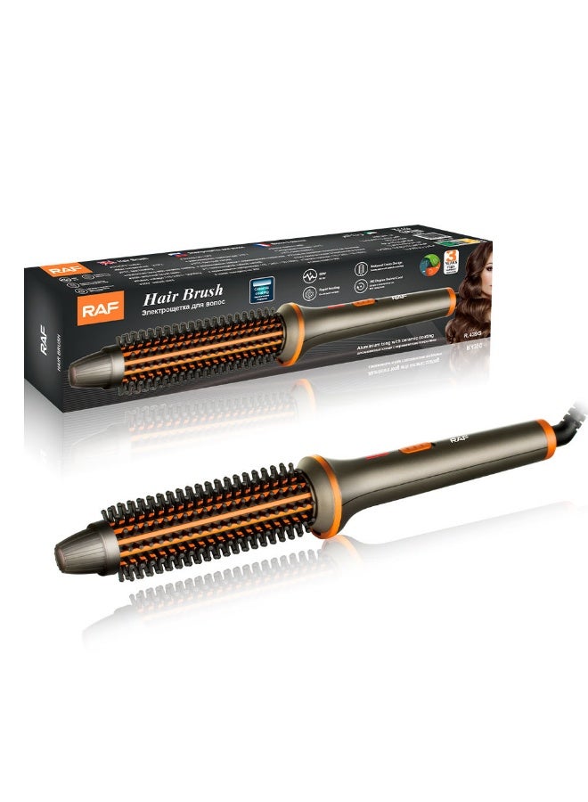 RAF R.439G Electric Hot Hair Brush with Ceramic Coating and 360 Degree Swivel Cord - Black/Orange - Image 1