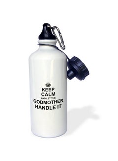 3DROSE Keep Calm And Let The Godmother Handle It Fun Funny Godparent Gift Flip Straw Water Bottle 21 Oz White 