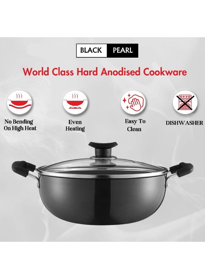 VINOD مقلاة فينود مصنوعة من الألمنيوم المؤكسد بعمق مع غطاء زجاجي - 22 سم، 2.6 لتر (صديقة لل induction) - Image 4