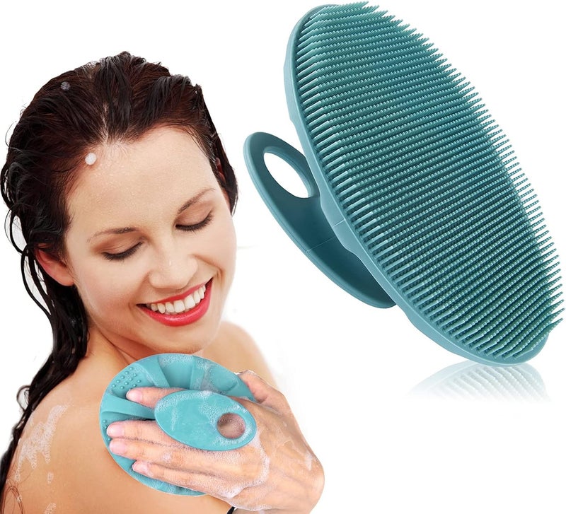 Innerneed Soft Silicone Body Cleansing Brush Shower Scrubber, Gentle Exfoliating and Massage for All Kinds of Skin (Dark Green) - Image 1