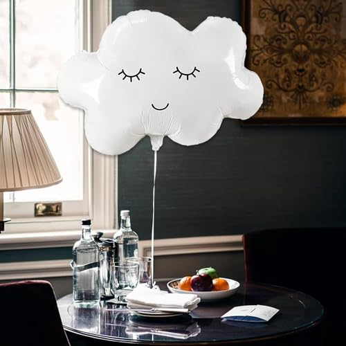 TOYXE White Cloud Mylar Foil Balloons Smiling Face Balloons Party Supplies Decoration Pack of 4 Pcs - Image 4
