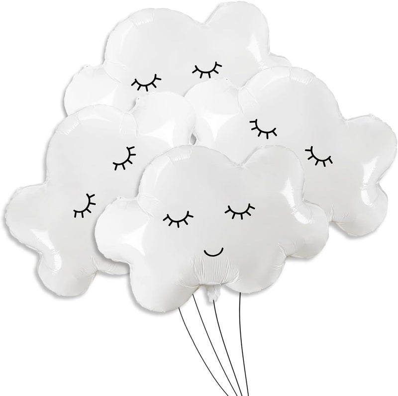 TOYXE White Cloud Mylar Foil Balloons Smiling Face Balloons Party Supplies Decoration Pack of 4 Pcs - Image 1