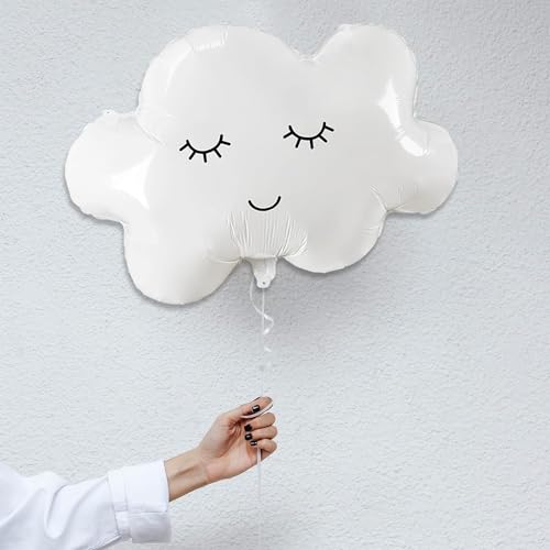 TOYXE White Cloud Mylar Foil Balloons Smiling Face Balloons Party Supplies Decoration Pack of 4 Pcs - Image 5