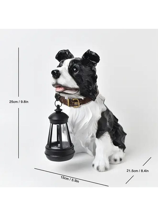 BY24140 مصباح حديقة شمسي من الراتينج على شكل كلب، زينة خارجية للتماثيل لشرفة الباحة - Image 1