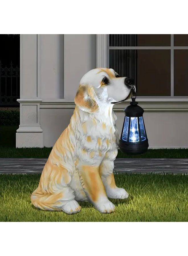 BY24140 مصباح حديقة شمسي من الراتينج على شكل كلب، زينة خارجية للتماثيل لشرفة الباحة - Image 4