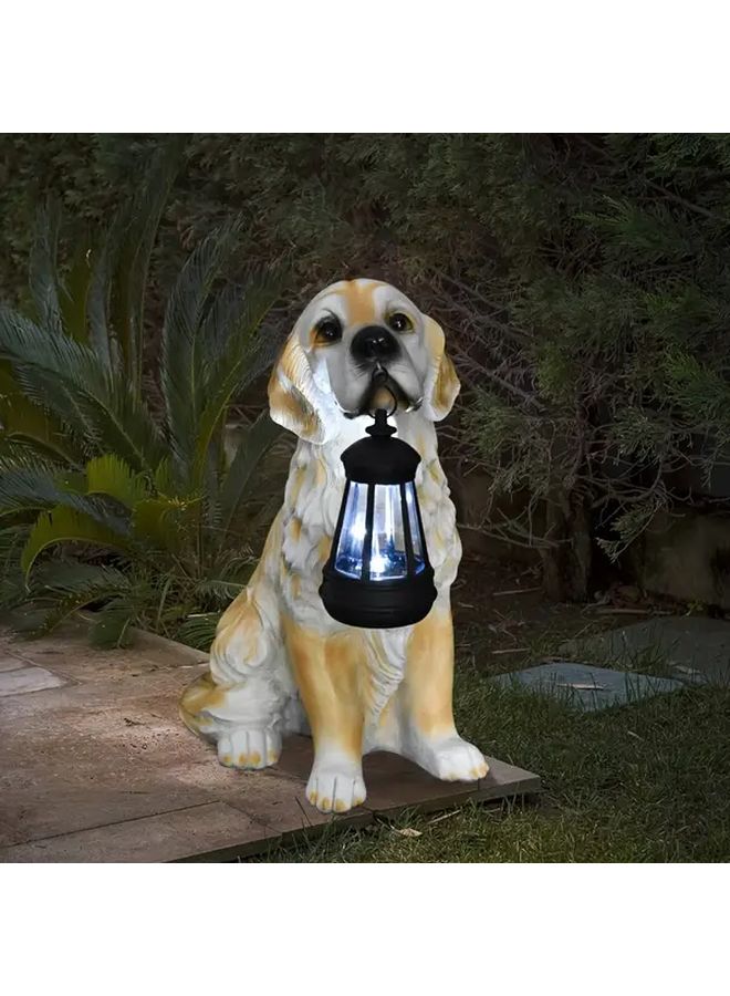 BY24140 مصباح حديقة شمسي من الراتينج على شكل كلب، زينة خارجية للتماثيل لشرفة الباحة - Image 2