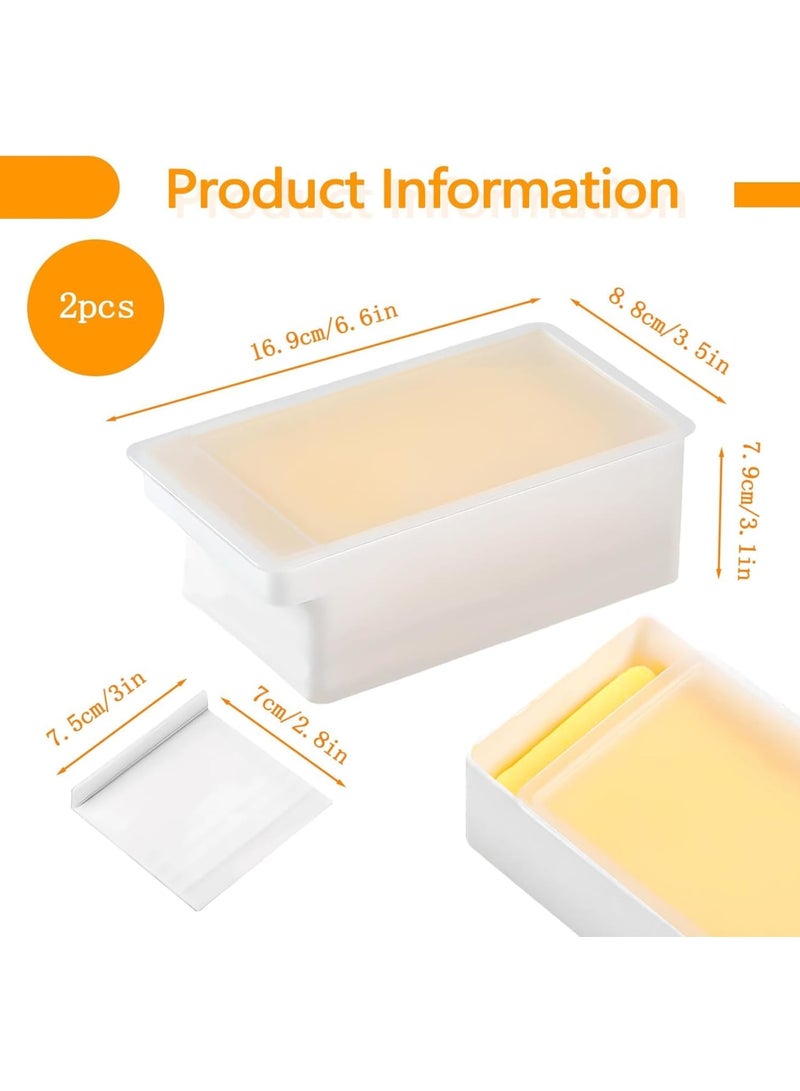 Barakah طبق زبدة، 2 قطعة حاملة زبدة مغطاة مع غطاء وقاطع، سهل التقطيع والتحكم في الحصص، صينية تخزين على المنضدة والثلاجة، مادة متينة خالية من BPA، مثالية للاستخدام في المطبخ - Image 2