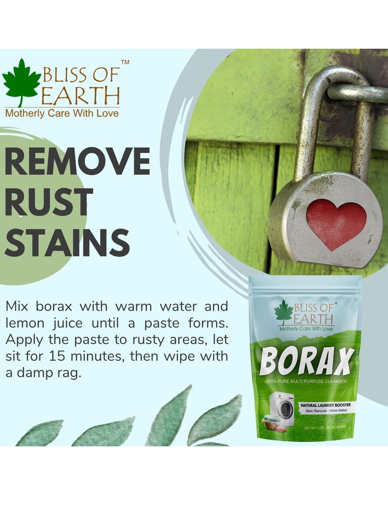 BLISS OF EARTH Bliss of Earth American Borax Detergent Booster Powder Slime Activator Multipurpose Cleaning & Stain Remover Powder Ant Killer 100% Pure Natural Sodium Borate Powder 3x453gm  - Image 3