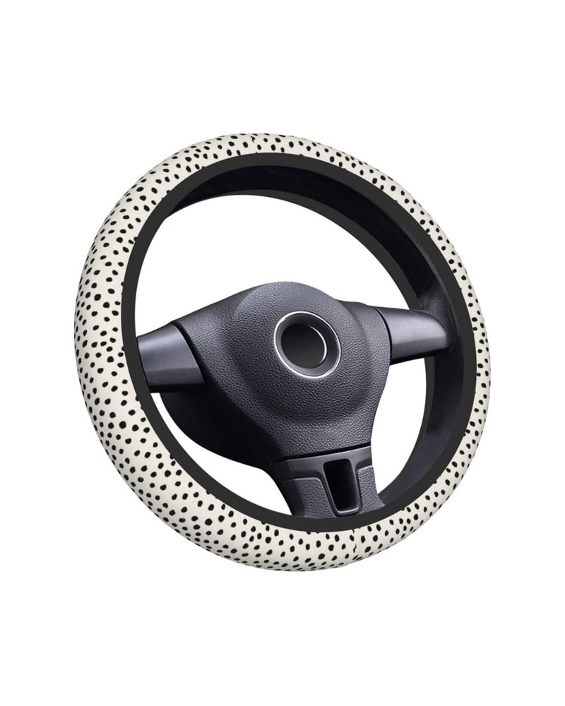 BDFHYK LOZUQII Elastic Steering Wheel Cover Car Accessories Cute Universal 15 Inch Absorbing Sweat NonSlip Breathable for Man Woman Cute Black Polka Dot - Image 3