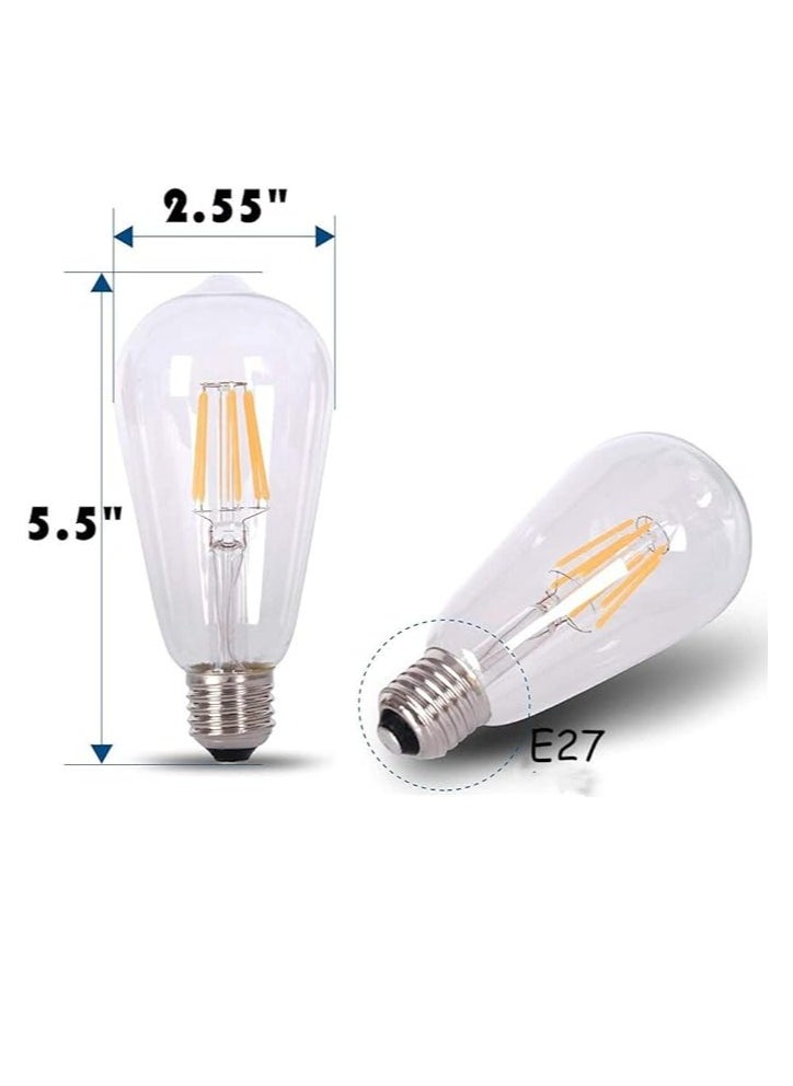 ESNCO E27 4W Vintage LED Long Filament Light with Retro Coated Glass Shade Replace 40W Incandescent Bulb - 6 Pieces  - Image 4