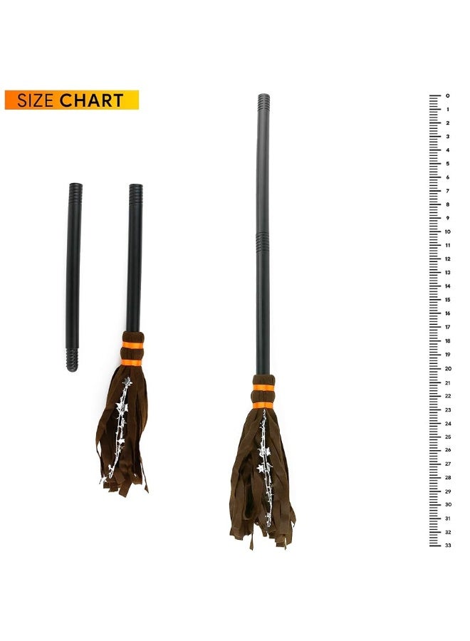 Skeleteen Witch Broomstick Costume Accessories - Realistic Wizard Flying Felt Broom Stick Costumes Accessory for All Children - Image 4