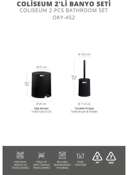 ‎okyanus Home Coliseum Black 2-Piece Toilet Bucket and Brush Set  - Image 2