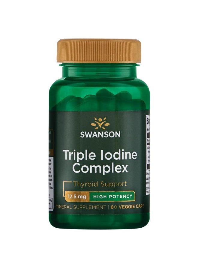 Swanson Triple Iodine Complex-Natural Supplement for Vital Thyroid Support-Promotes Metabolic Function, Increased Red Blood Cell Production, & Heart Health-(60 Veggie Capsules, 12.5mg Each) 1 Pack - Image 1
