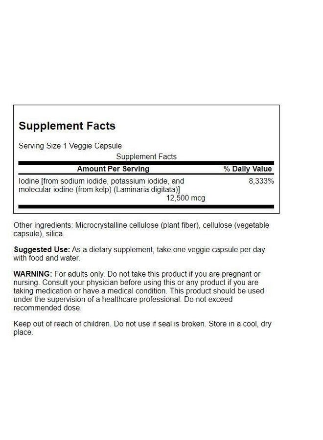 Swanson Triple Iodine Complex-Natural Supplement for Vital Thyroid Support-Promotes Metabolic Function, Increased Red Blood Cell Production, & Heart Health-(60 Veggie Capsules, 12.5mg Each) 1 Pack - Image 2