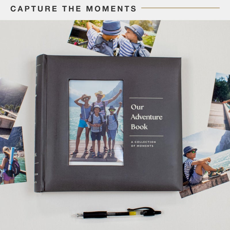 MCS Our Adventure Charcoal Photo Album Holds 200 4x6 Photos with Memo Space, Clear Side-Loading Pockets â€“ Scrapbook Style Keepsake for Vacations & More â€“ A Thoughtful Gift - Image 2