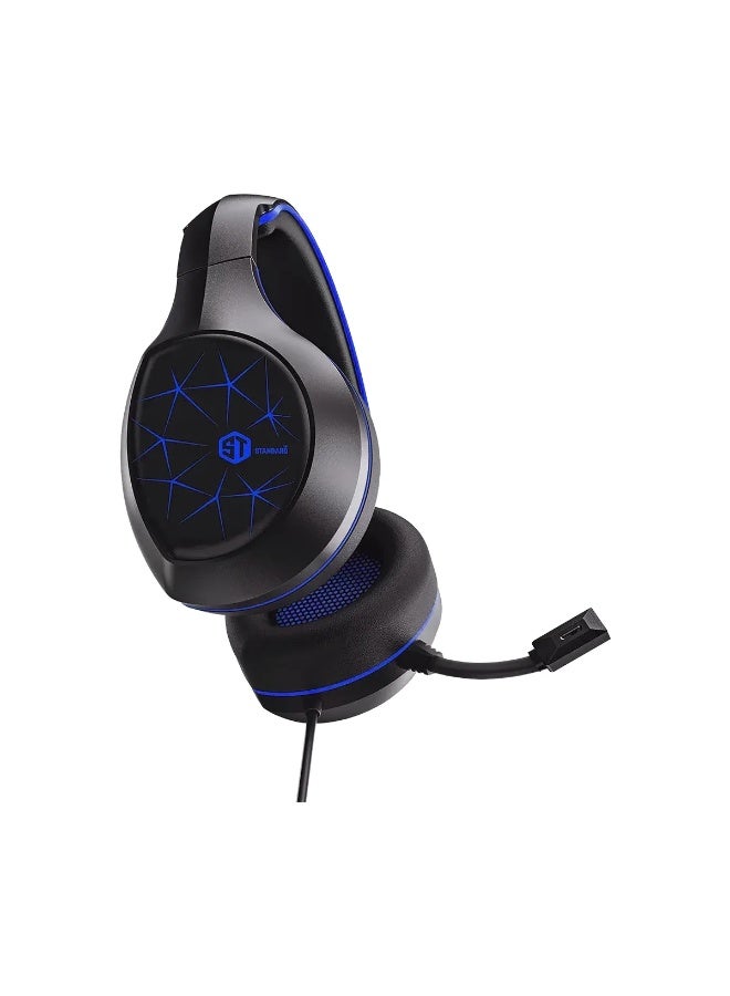 سماعة رأس ذكية سلكية بمنفذ USB طراز ST STANDARD GM-2100ENC 7.1 مزودة بخاصية إلغاء الضوضاء البيئية - أسود/أزرق - Image 2