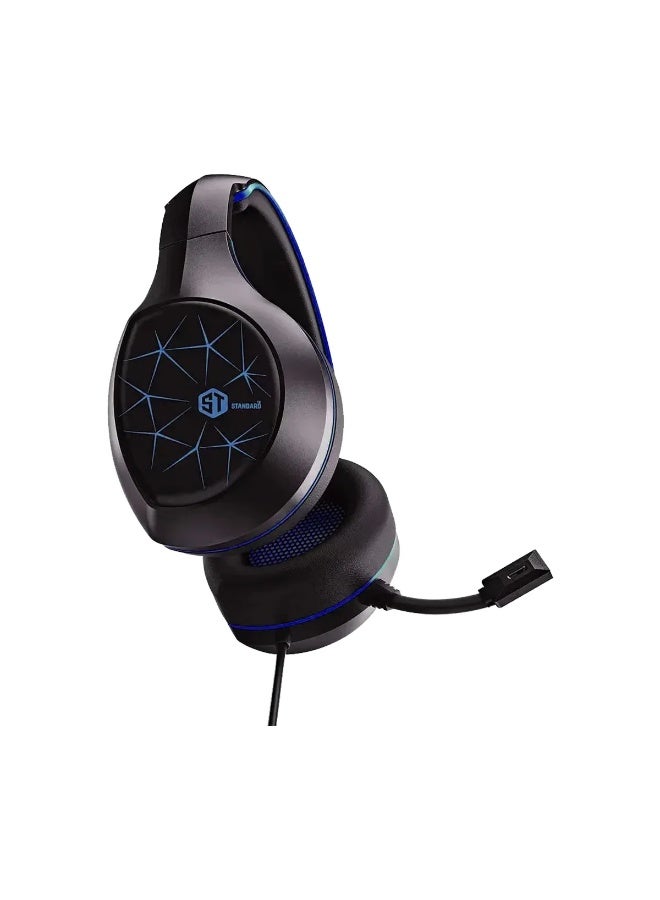 سماعة رأس ذكية سلكية بمنفذ USB طراز ST STANDARD GM-2100ENC 7.1 مزودة بخاصية إلغاء الضوضاء البيئية - أسود/أزرق - Image 4