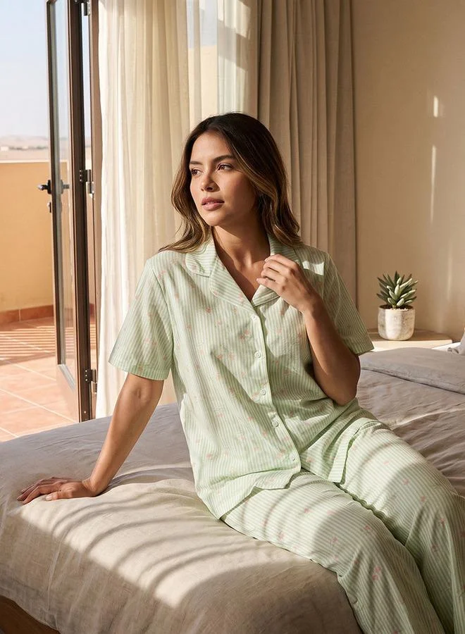 Splash FAV Fav Button-Down Shirt and Pyjamas Set