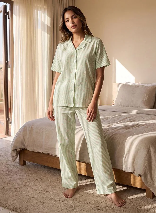Splash FAV Fav Button-Down Shirt and Pyjamas Set