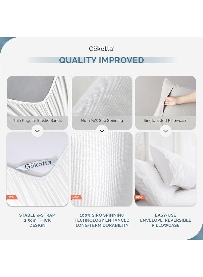 GOKOTTA Queen Size Bed Sheets 4 Piece Set, 100% Rayon Derived from Bamboo, Cooling for Hot Sleepers-Luxury Breathable Soft Sheets, Deep Pocket 16" Fitted Sheet with Elastic Corner Straps, Cream White - Image 4