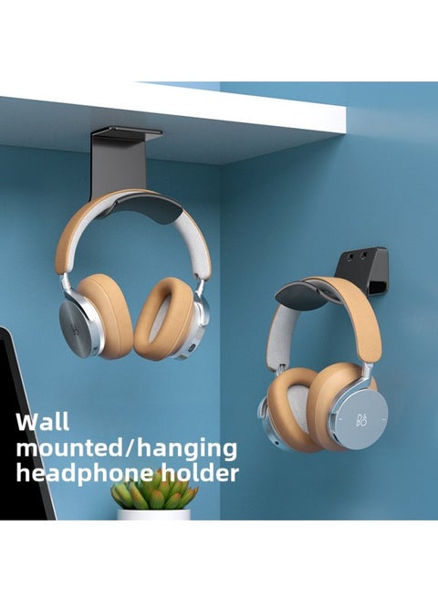Wall-Mounted Headset Stand No Drilling Computer Earphone Holder Creative Headset Storage Hanging Bracket For Office Use-Color:Headset Wall Mount (side Use) White
