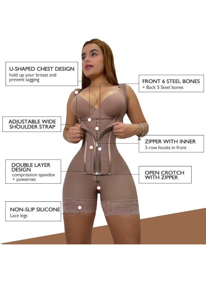 general Shapewear for Women Solid Color Zipper Corset Girdle High Waist Tummy Control Butt Lifter Shaper Waist Trainer Bodysuit - Image 5
