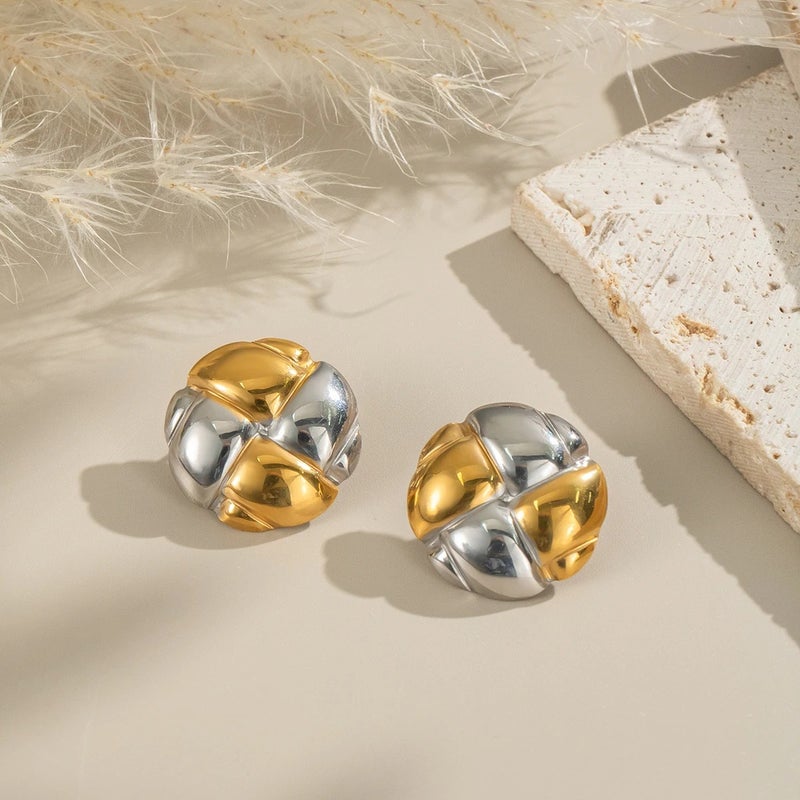 حلق أستانليس ستيل ذهبي × فضي - Image 3